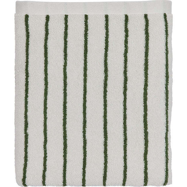 Raita Striped Small Towel, Green & Off-White