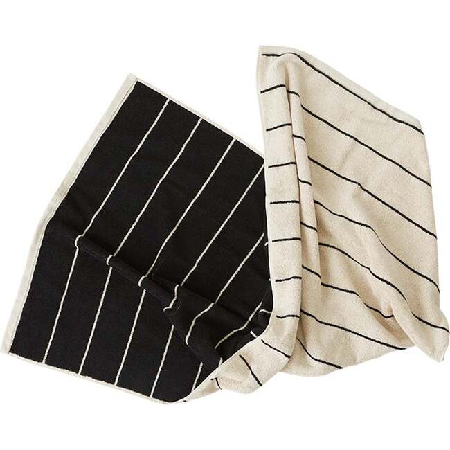 Raita Striped Small Towel, Clay & Black