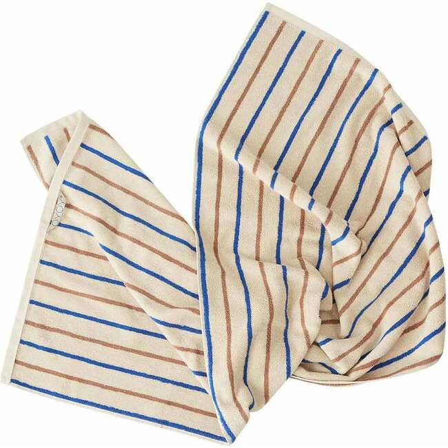 Raita Striped Small Towel, Caramel & Optic Blue