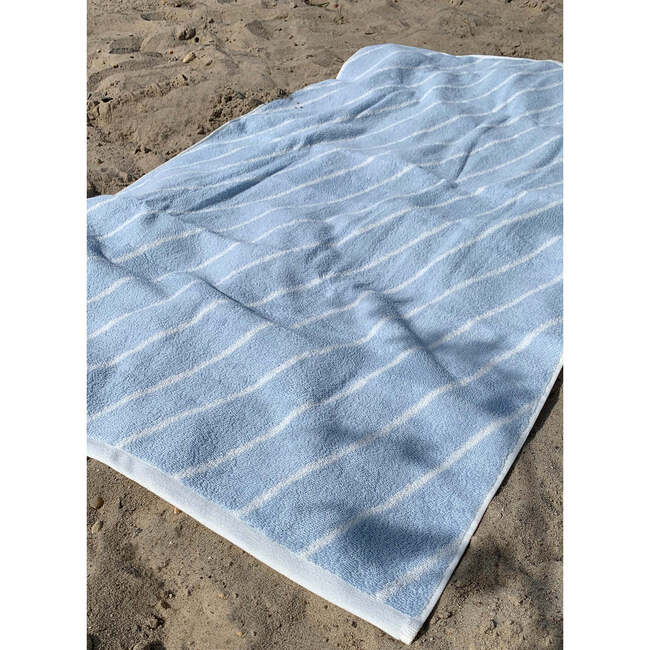 Raita Striped Small Towel, Cloud & Ice Blue - Towels - 2