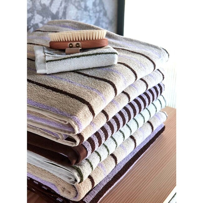 Raita Striped Mini Towel, Purple, Clay & Brown - Towels - 2