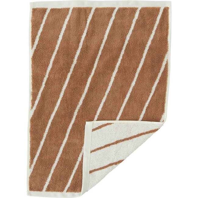 Raita Striped Mini Towel, Cloud & Caramel
