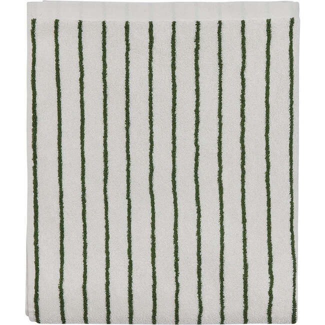 Raita Striped Medium Towel, Green & Off-White