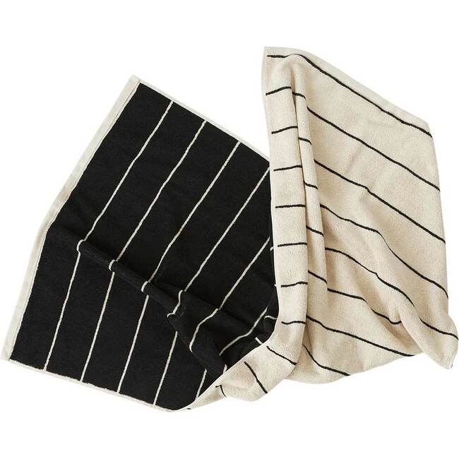 Raita Striped Medium Towel, Clay & Black