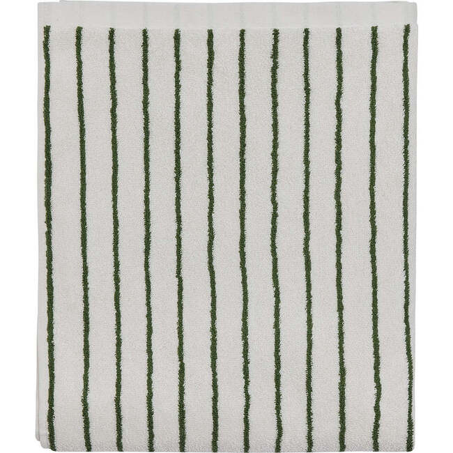 Raita Striped Large Towel, Green & Off-White