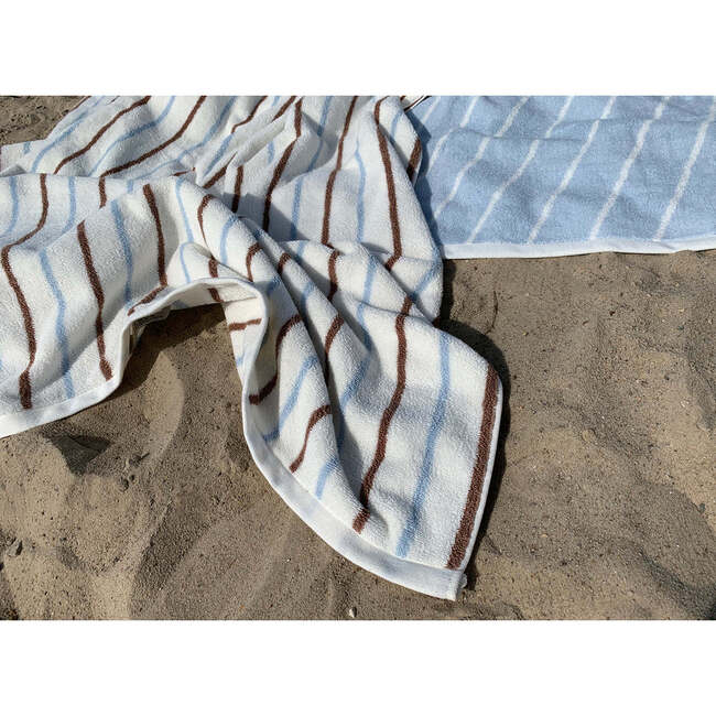 Raita Striped Medium Towel, Caramel & Ice Blue - Towels - 5