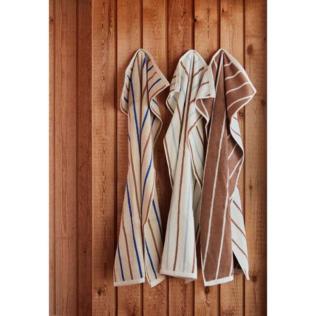 Raita Striped Large Towel, Caramel & Optic Blue - Towels - 6