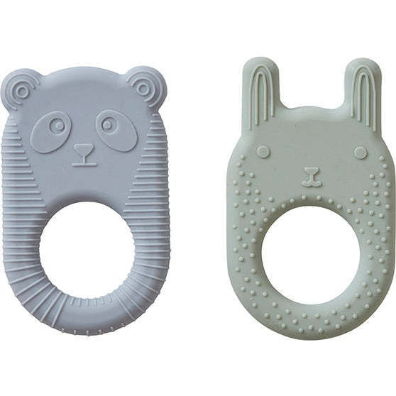 Ninka & Ling Ling Baby Teether, Pale Mint & Dusty Blue (Pack Of 2)
