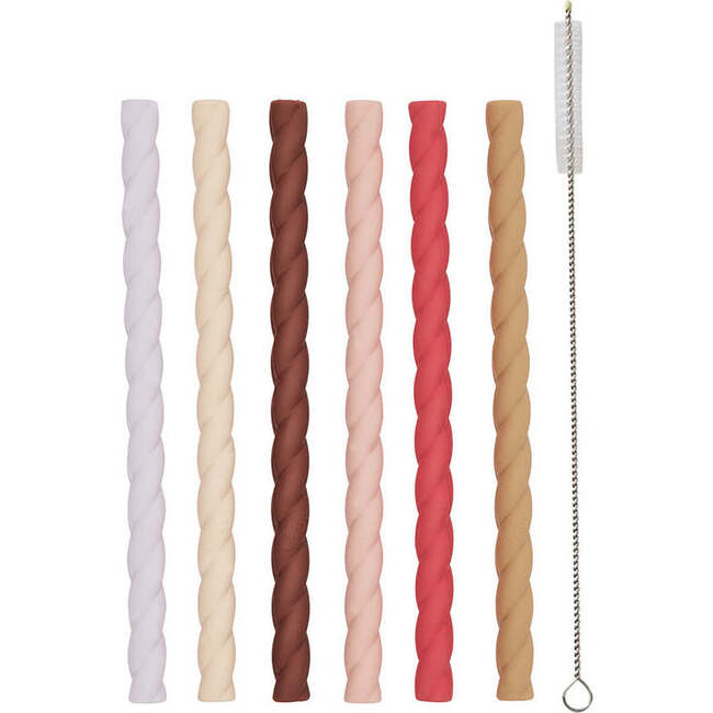 Mellow Silicone Straw Set, Cherry Red & Vanilla (Pack Of 6)