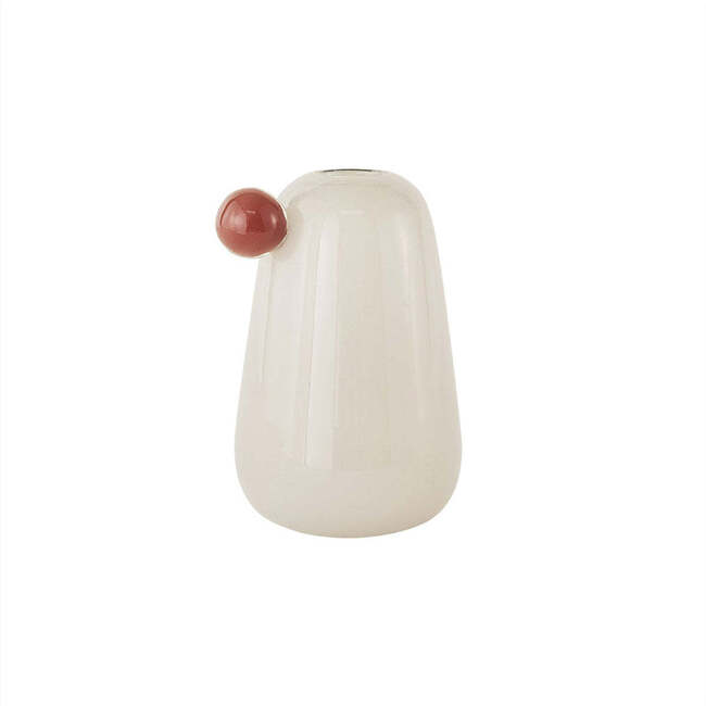 Inka Small Mouth-Blown Vase, Off-White & Red