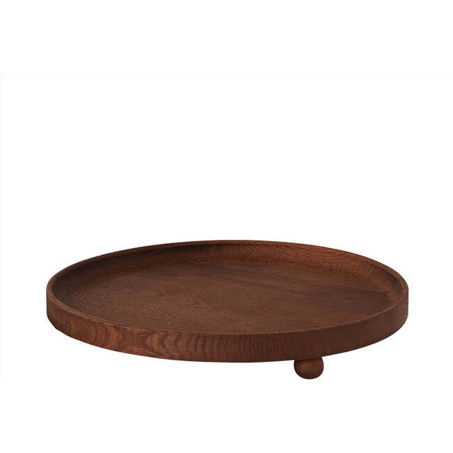 Inka Large Round Wood Tray, Dark