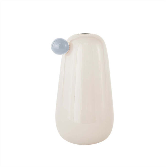 Inka Large Mouth-Blown Vase, Off-White & Blue