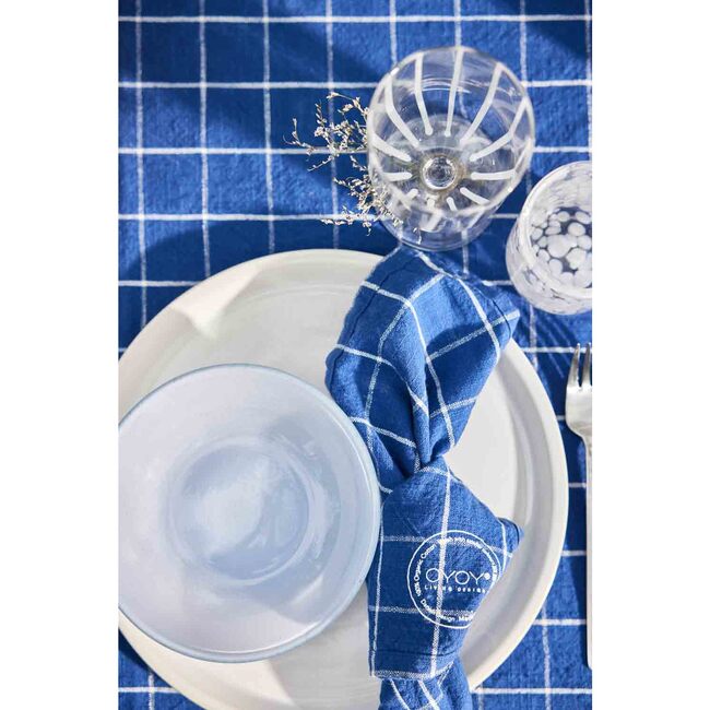 Grid Plaid Napkin Set, Dark Blue - Tableware - 2