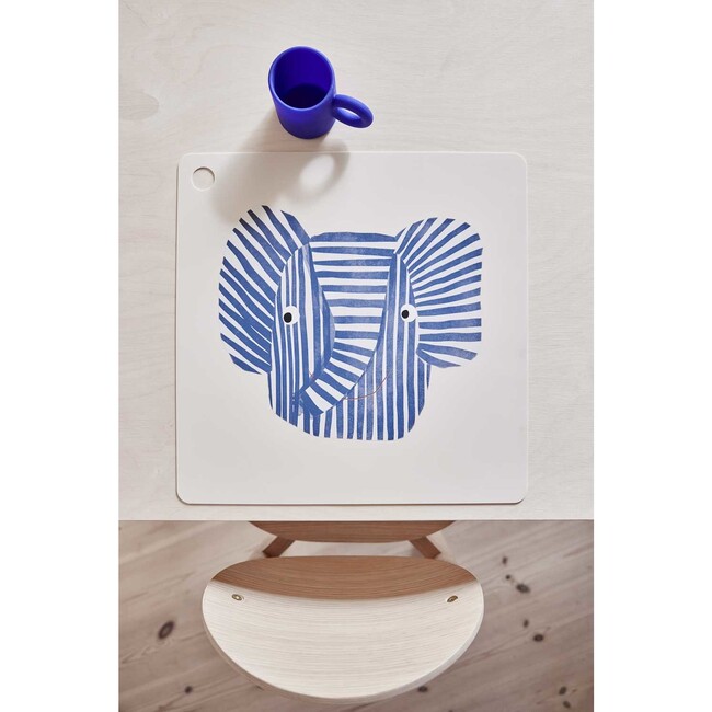 Erik Elephant Square Placemat, Blue & Camel - Tableware - 2