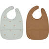 Dino Bib Set, Dusty Green & Caramel (Pack Of 2) - Bibs - 1 - thumbnail