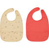 Dino Bib Set, Butter & Cherry Red (Pack Of 2) - Bibs - 1 - thumbnail