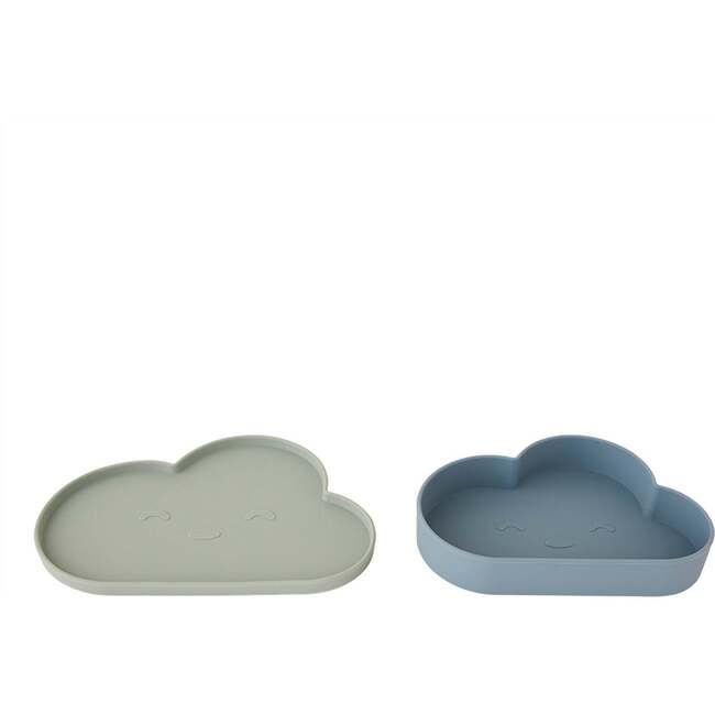 Chloe Cloud Plate & Bowl, Tourmaline & Pale mint