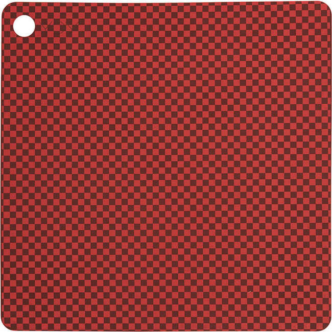 Checker Square Placemat, Red (Pack Of 2)