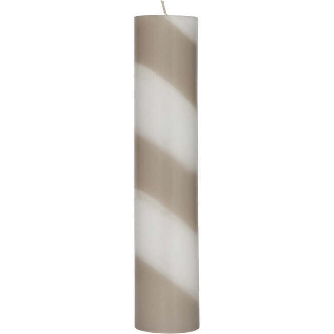 Candy Striped Large Candle, Clay & White