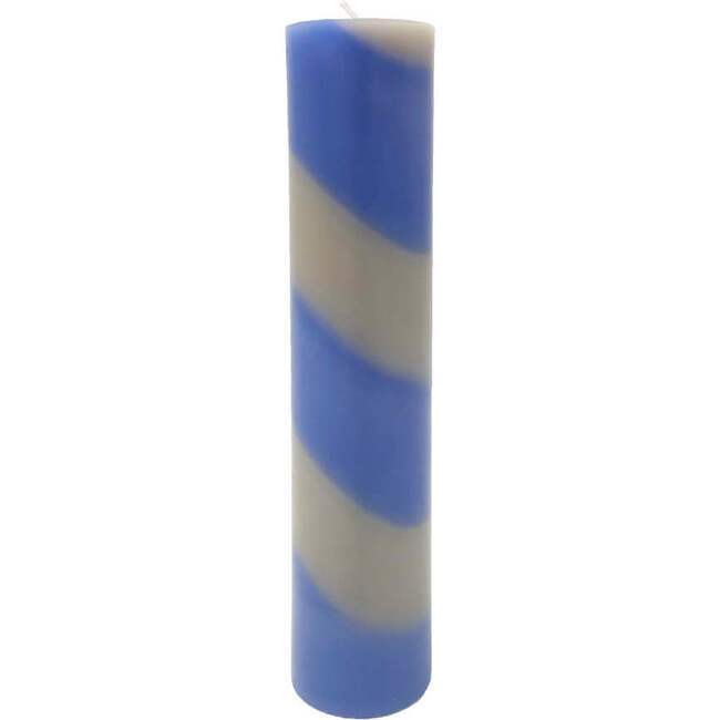 Candy Striped Large Candle, Clay & Optic Blue