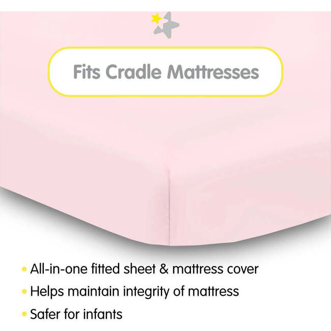 All-In-One Fitted Sheet & Waterproof Cover For 36" x 18" Cradle Mattress, Light Pink (Pack Of 2) - Crib Sheets - 2