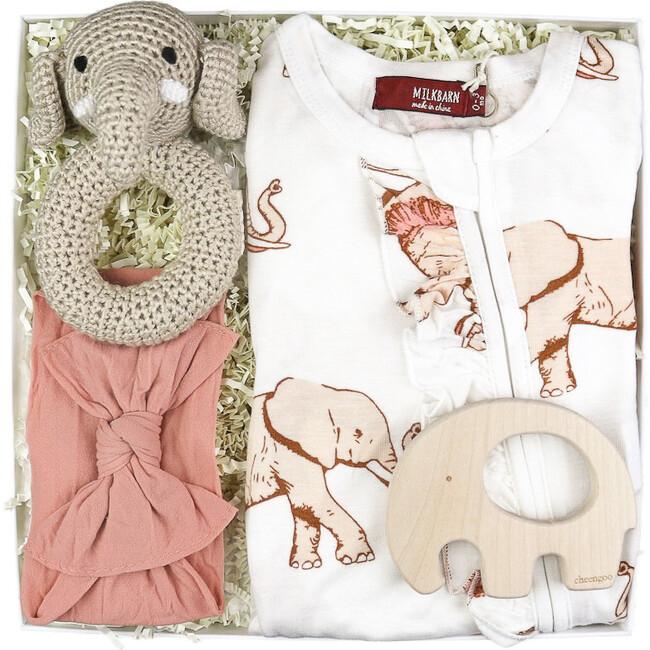 Rose Gold Elephant Baby Gift Box