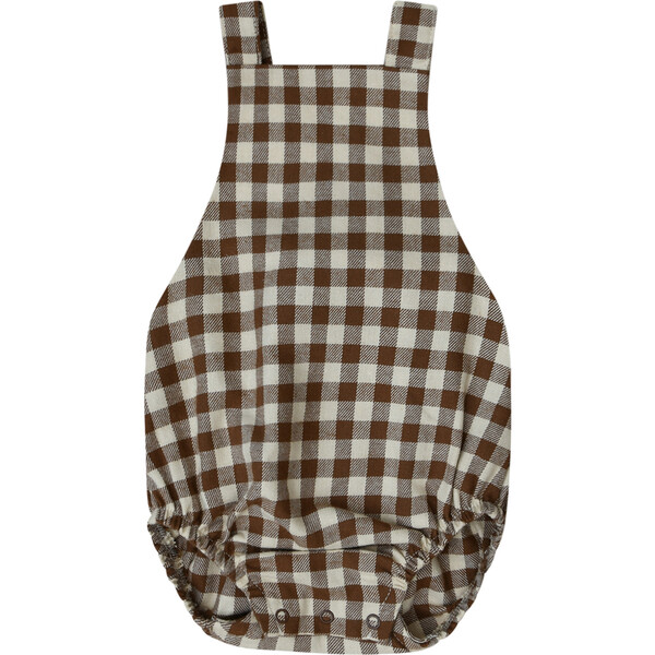 Gingham Bubble, Brown - Organic Zoo Rompers | Maisonette