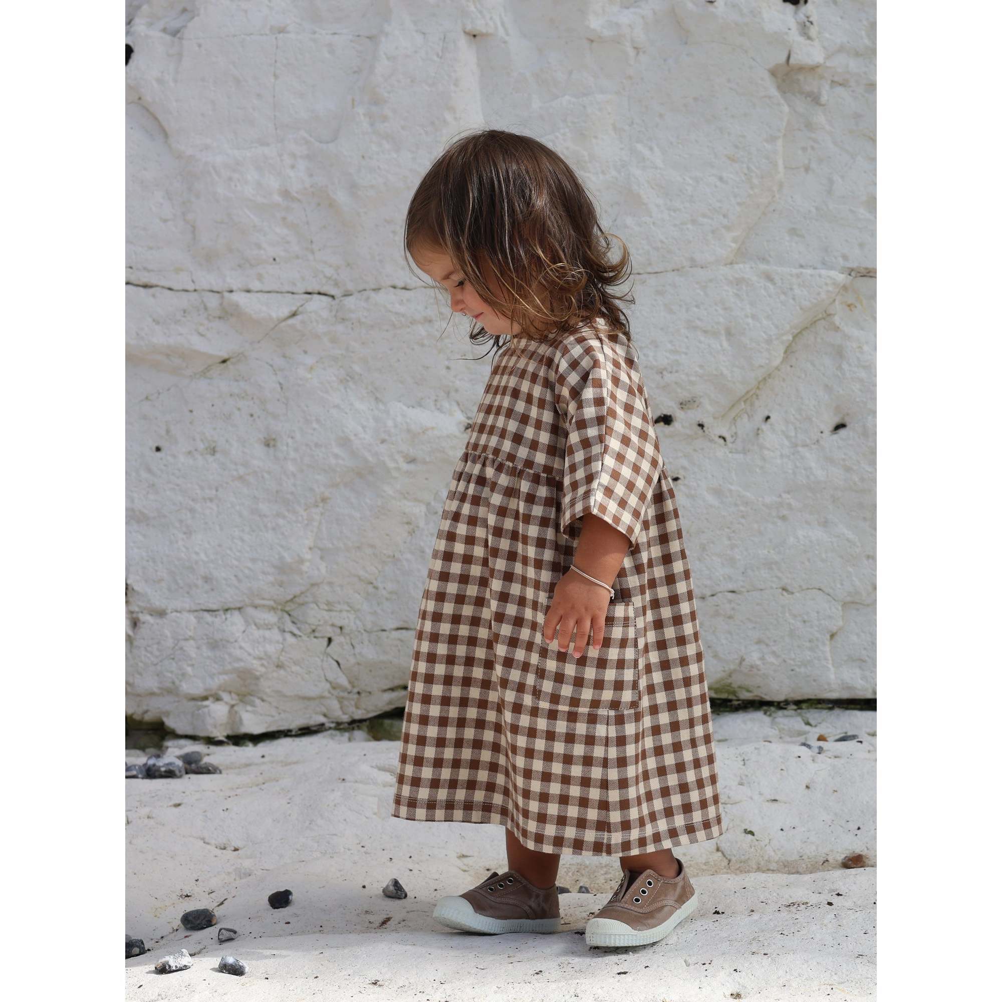 Blueberry Gingham Dress | ギャザー ワンピース - Little
