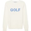 Women's Golf Ribbed Neck Long Sleeve Sweater, White & Blue - Sweaters - 1 - thumbnail