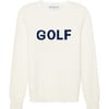 Women's Golf Ribbed Neck Long Sleeve Sweater, White & Navy - Sweaters - 1 - thumbnail