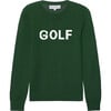 Women's Golf Ribbed Neck Long Sleeve Sweater, Green & White - Sweaters - 1 - thumbnail