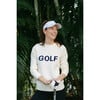 Women's Golf Ribbed Neck Long Sleeve Sweater, Navy & White - Sweaters - 2