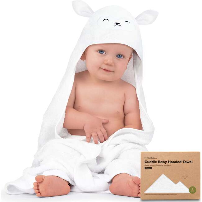 Cuddle Organic Baby Hooded Towel, Lamb