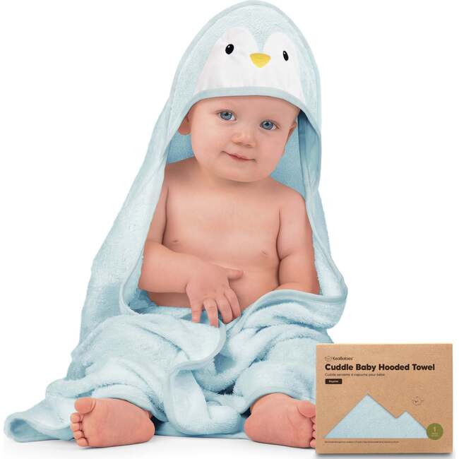 Cuddle Organic Baby Hooded Towel, Penguin