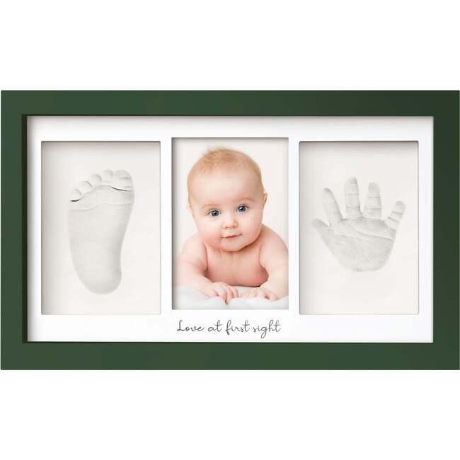 Duo Baby Handprint & Footprint Keepsake Frame, Hunter Green