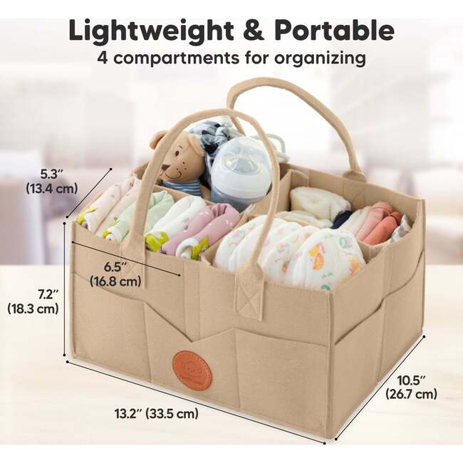 Original Baby Diaper Caddy Organizer for Nursery, Taupe - Diaper Bags - 2