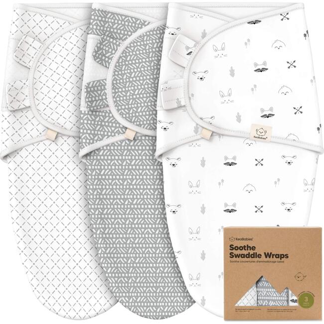 3-Pack Soothe Baby Swaddle Sacks 0-3 Months, Nordic