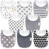 8-Pack Urban Drool Bibs Set for Baby Boys and Girls, Grayscale - Bibs - 1 - thumbnail