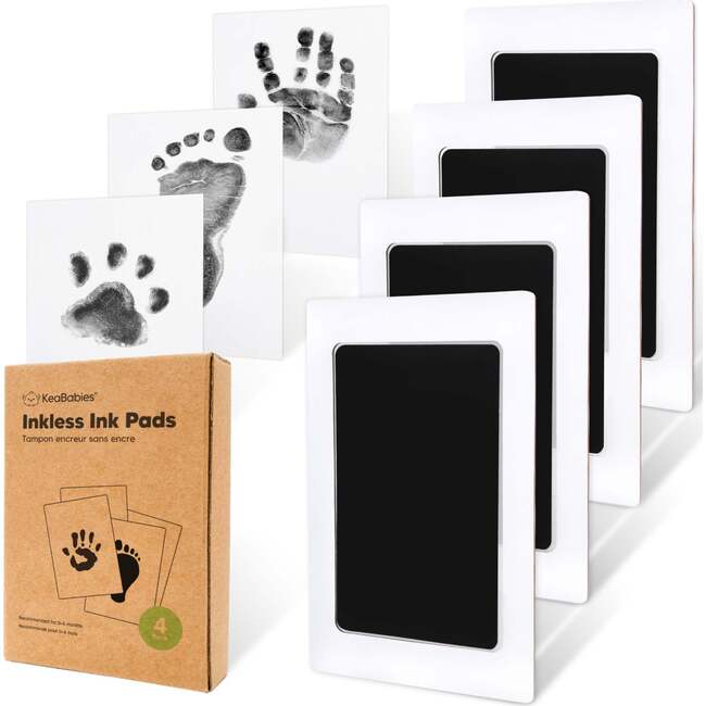 4-Pack Inkless Ink Pads for Baby Footprint & Paw Print Kit, Jet Black