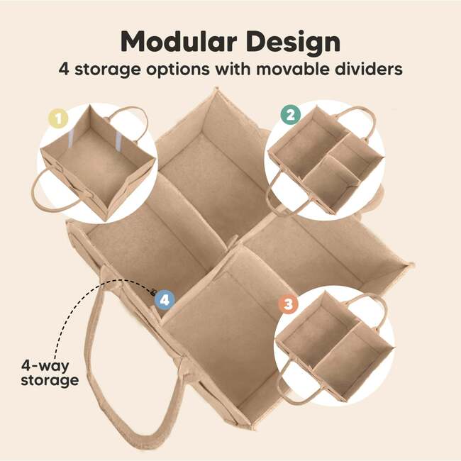 Original Baby Diaper Caddy Organizer for Nursery, Taupe - Diaper Bags - 3