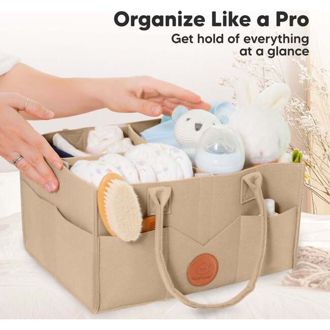 Original Baby Diaper Caddy Organizer for Nursery, Taupe - Diaper Bags - 4