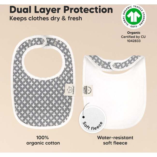 8-Pack Urban Drool Bibs Set for Baby Boys and Girls, Grayscale - Bibs - 3