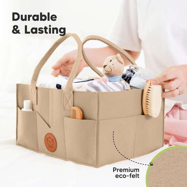 Original Baby Diaper Caddy Organizer for Nursery, Taupe - Diaper Bags - 6