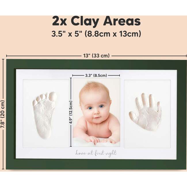 Duo Baby Handprint & Footprint Keepsake Frame, Hunter Green - Frames - 7