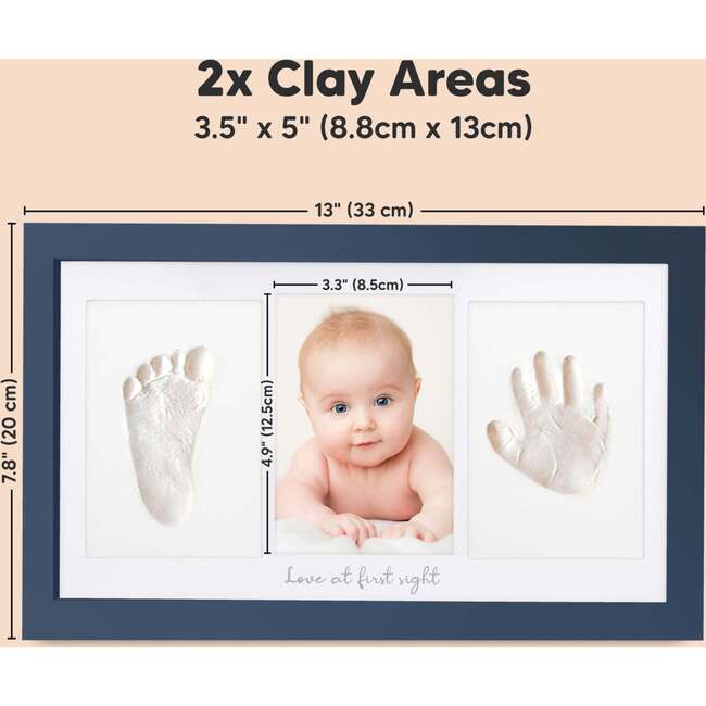 Duo Baby Handprint & Footprint Keepsake Frame, Midnight Blue - Frames - 7