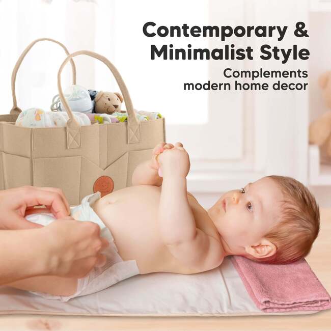 Original Baby Diaper Caddy Organizer for Nursery, Taupe - Diaper Bags - 8