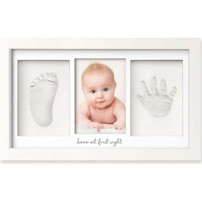 Duo Baby Handprint & Footprint Keepsake Frame, Alpine White