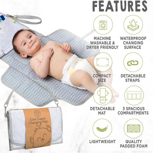 Ezee Diaper Changing Pad Portable, Gray Mod - Changing Pads - 2