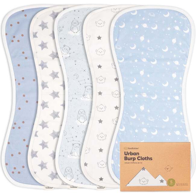 5pk Urban Baby Burp Cloths for Baby Girls and Boys, Constellation