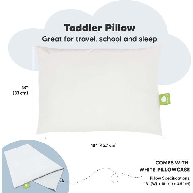 13X18 Toddler Pillow with Pillowcase for Sleeping, Soft White - Nursing Pillows - 3